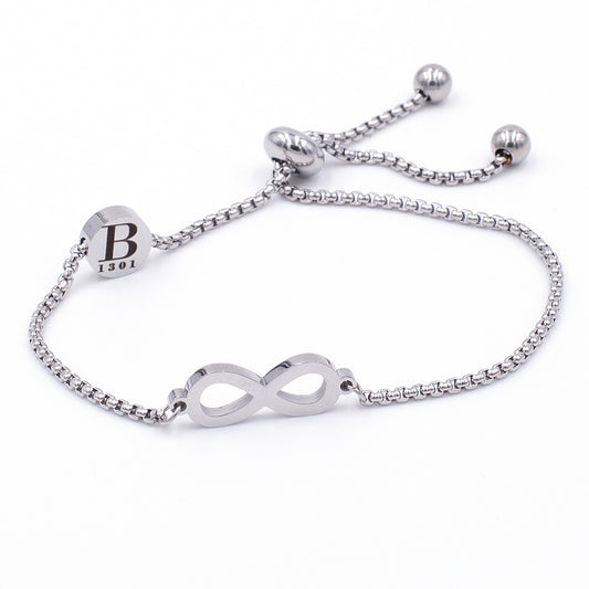 Bodorf armband Fine Infinity Silver, verstelbare fijne zilver RVS kettingarmband met Infinity teken 