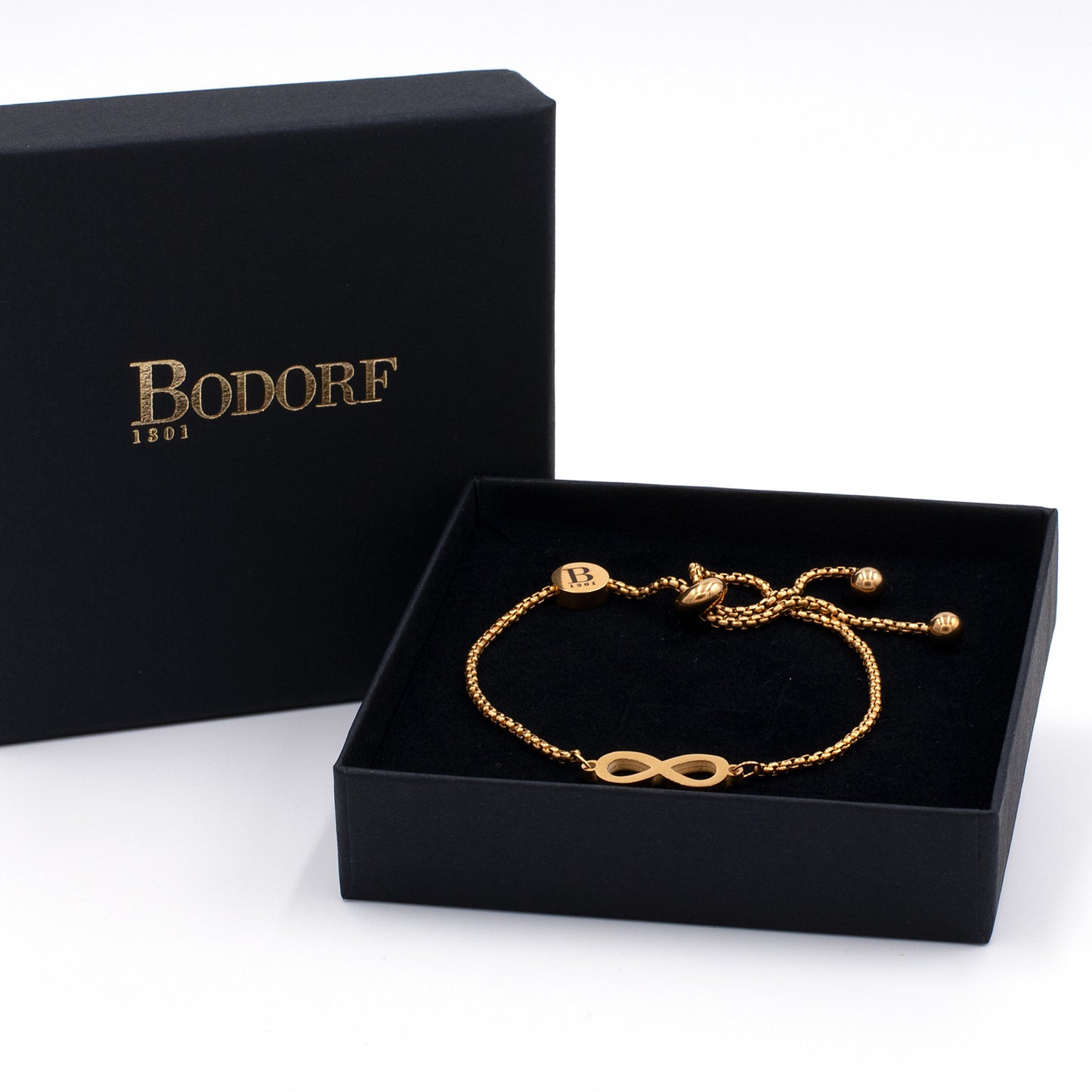Bodorf armband Fine Infinity Gold, verstelbare fijne goud RVS kettingarmband met Infinity teken 