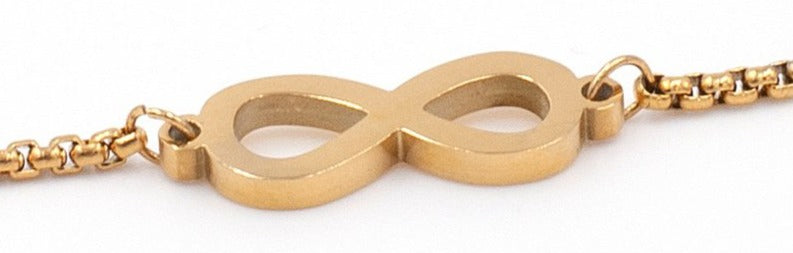 Bodorf armband Fine Infinity Gold, verstelbare fijne goud RVS kettingarmband met Infinity teken 